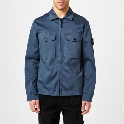 STONE ISLAND Stretch Cotton Satin Overshirt Men Overshirts Avio V0024 for sale