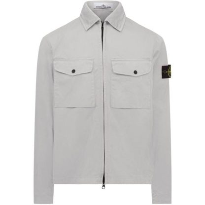 STONE ISLAND Stretch Cotton Satin Overshirt Men Overshirts Bianco V0001 for sale