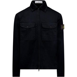 STONE ISLAND Stretch Cotton Satin Overshirt Men Overshirts Blue V0020 for sale