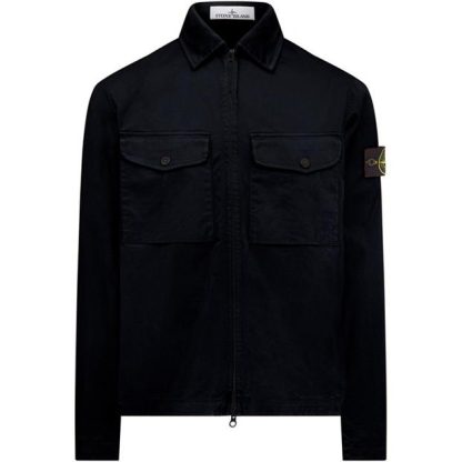 STONE ISLAND Stretch Cotton Satin Overshirt Men Overshirts Blue V0020 for sale