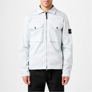 STONE ISLAND Stretch Cotton Satin Overshirt Men Overshirts Cielo V0041 for sale