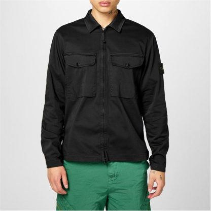 STONE ISLAND Stretch Cotton Satin Overshirt Men Overshirts Nero V0029 for sale