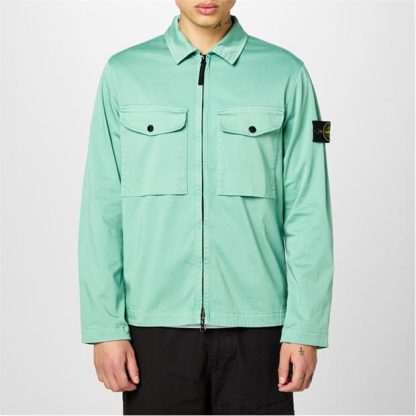 STONE ISLAND Stretch Cotton Satin Overshirt Men Overshirts V Chiaro V0052 for sale