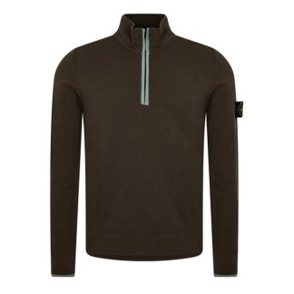 STONE ISLAND Stretch Wool quarter Zip Knitwear Men Olive V0058  for sale