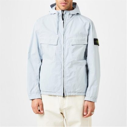 STONE ISLAND Supima Cotton Twill Overshirt Men Utility Jackets Cielo V0041 for sale