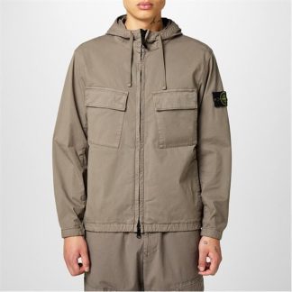 STONE ISLAND Supima Cotton Twill Overshirt Men Utility Jackets Tortora V0092 for sale