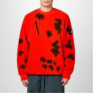 STONE ISLAND Trattamento Hand Printed Sweatshirt Men Crew Sweaters Orange V0037 for sale