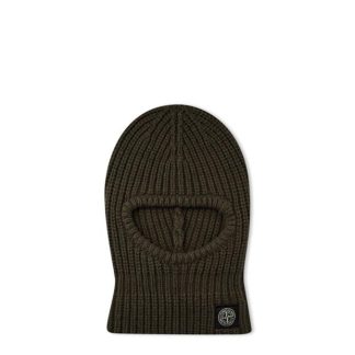 STONE ISLAND Wool Knitted Balaclava Junior Unisex Balaclavas Mil Green V0054 for sale