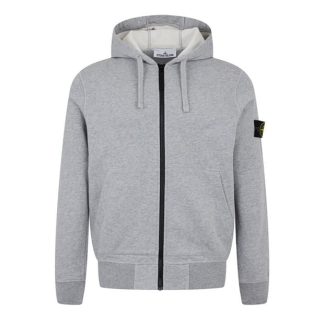 STONE ISLAND Zip Front Hoodie Men Zip Hoodies Grey Mrl A0M64 for sale