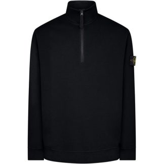 STONE ISLAND half Zip Cotton Fleece Men 1/4 Zip Fleece Tops Blue V0020 for sale