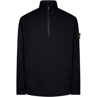 STONE ISLAND half Zip Cotton Fleece Men 1/4 Zip Fleece Tops Blue V0020 for sale