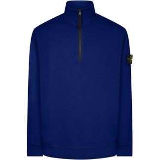 STONE ISLAND half Zip Cotton Fleece Men 1/4 Zip Fleece Tops Bluette V0022 for sale