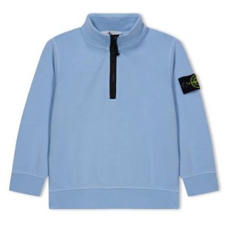 STONE ISLAND quarter Zip Sweatshirt Kids 1/4 Zip Fleece Tops Azzuro V0040 for sale