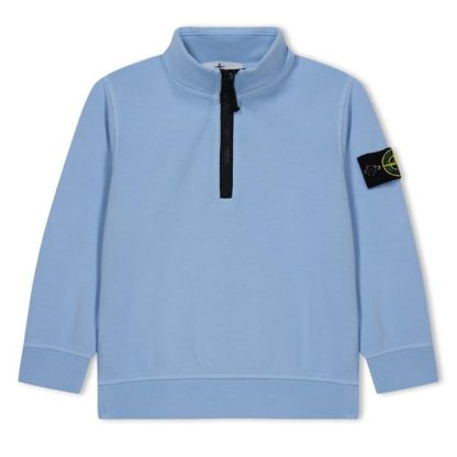 STONE ISLAND quarter Zip Sweatshirt Kids 1/4 Zip Fleece Tops Azzuro V0040 for sale