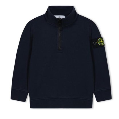 STONE ISLAND quarter Zip Sweatshirt Kids 1/4 Zip Fleece Tops Navy V0020 for sale