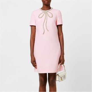 VALENTINO Crepe Couture Embroidered Mini Dress Women Comfit/Sil  for sale