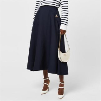 VALENTINO Crepe Couture Midi Skirt Women Navy  for sale