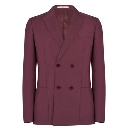 VALENTINO Double Breasted Mohair Jacket Men Bordeaux 697  for sale