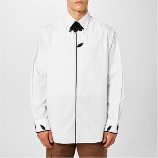 VALENTINO Embroidered Floral Poplin Shirt Men Bianco/Nero  for sale