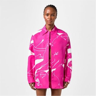 VALENTINO Faille Panther Overshirt Women Milk/Pink Pp  for sale