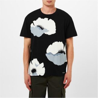 VALENTINO Flower Portrait T-Shirt Men Nero/Grigio  for sale