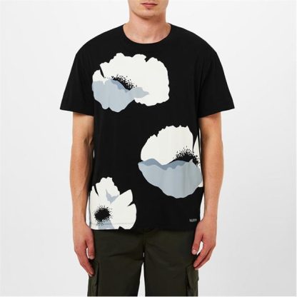 VALENTINO Flower Portrait T-Shirt Men Nero/Grigio  for sale