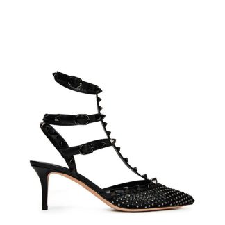 VALENTINO GARAVANI 65mm Rockstud Mesh Heels Women Black Diamond  for sale