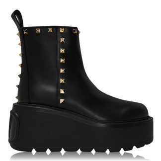 VALENTINO GARAVANI Beatle Stud Platform Boots Women Black 0No  for sale