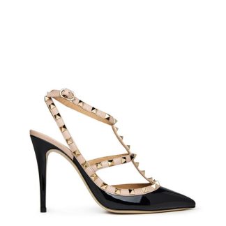 VALENTINO GARAVANI DÉcolletÉ Rockstud 100mm Pumps Women Stiletto Heels Black/Powder for sale