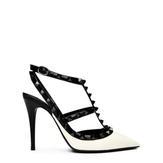 VALENTINO GARAVANI DÉcolletÉ Rockstud 100mm Pumps Women Stiletto Heels Ivory Nero A81 for sale