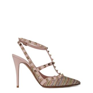 VALENTINO GARAVANI DÉcolletÉ Rockstud 100mm Pumps Women Stiletto Heels Rose Quartz JZD for sale