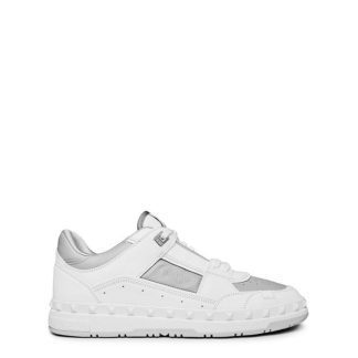 VALENTINO GARAVANI Freedots Calfskin Low Trainers Men Bianco/Grey  for sale