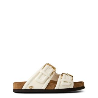 VALENTINO GARAVANI Fussfriend Calfskin Slides Women Flat Sandals Ivory Sigaro for sale