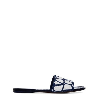 VALENTINO GARAVANI Graphe Slide Women Flat Sandals Bianco Blue for sale