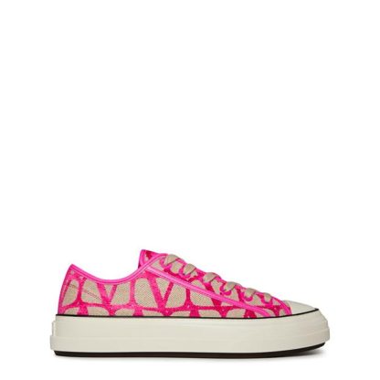 VALENTINO GARAVANI Icongraphe Canvas Low Trainers Women Low Trainers Natural Pink for sale