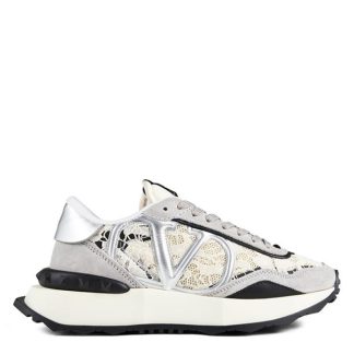 VALENTINO GARAVANI Lace And Mesh Lacerunner Trainers Women Runners Grey/Wht VAC for sale