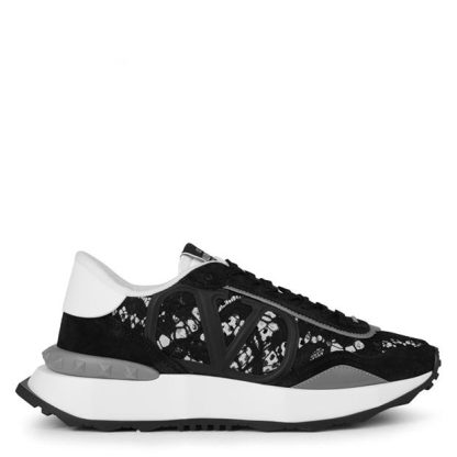 VALENTINO GARAVANI Lace And Mesh Lacerunner Trainers Women Runners Nero/Grey A23 for sale