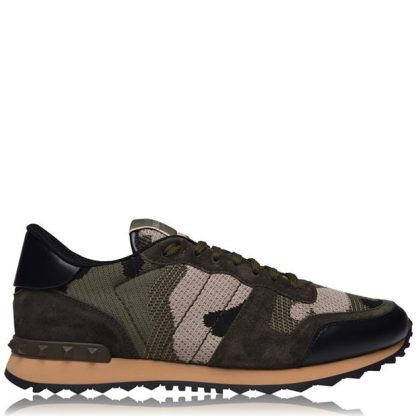 VALENTINO GARAVANI Mesh Camouflage Rockrunner Sneakers Men Runners Khaki for sale