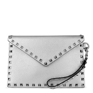 VALENTINO GARAVANI Metallic Rockstud Clutch Bag Women Silver  for sale