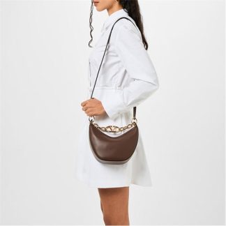 VALENTINO GARAVANI Mini V Logo Moon Hobo Bag Women Hobo Bags Cacao for sale