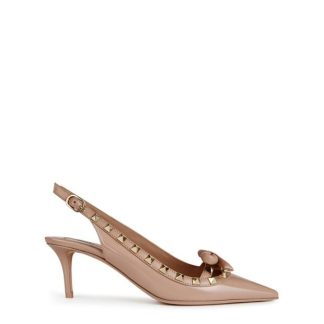 VALENTINO GARAVANI Rockstud Bow Slingback Pumps Women Stiletto Heels Rose Cannelle for sale