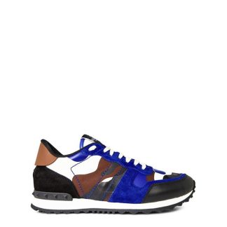 VALENTINO GARAVANI Rockstud Camouflage Men Runners Blue/Brwn 74R for sale