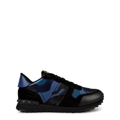 VALENTINO GARAVANI Rockstud Camouflage Men Runners Bluette/Black for sale