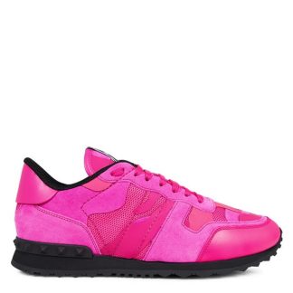 VALENTINO GARAVANI Rockstud Camouflage Men Runners Pink/Blk UXF for sale