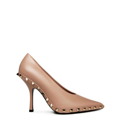 VALENTINO GARAVANI Rockstud Embellished Pumps Women Stiletto Heels Rose Cannelle for sale