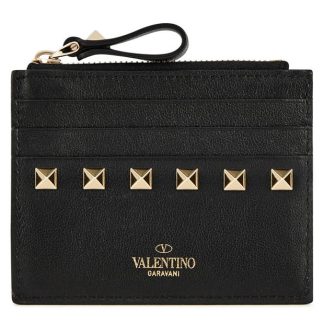 VALENTINO GARAVANI Rockstud Leather Card Holder Women Card Holders Nero 0NO for sale