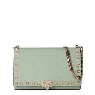 VALENTINO GARAVANI Rockstud Leather Clutch Women Water Grn W32  for sale