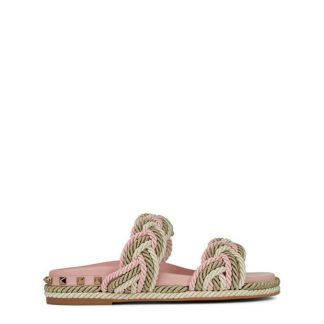 VALENTINO GARAVANI Rockstud Rope Sandals Women Rose Quartz 7A1  for sale