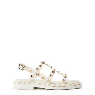 VALENTINO GARAVANI Rockstud Sandals Women Flat Sandals Ivory for sale