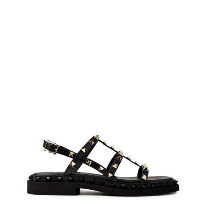 VALENTINO GARAVANI Rockstud Sandals Women Flat Sandals Nero for sale